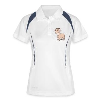 Ziege - Frauen Polo atmungsaktiv - Weiß/Navy - Vorne