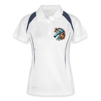 Cheval - Polo respirant Femme - blanc/marine - Devant