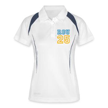 ROMANIA - Frauen Polo atmungsaktiv - Weiß/Navy - Vorne