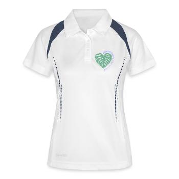 Wild at Heart – Green in Soul - Frauen Polo atmungsaktiv - Weiß/Navy - Vorne