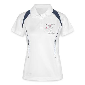 Happy Wedding Hochzeit - Frauen Polo atmungsaktiv - Weiß/Navy - Vorne