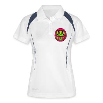 Daruma by FANMAN! - Frauen Polo atmungsaktiv - Weiß/Navy - Vorne