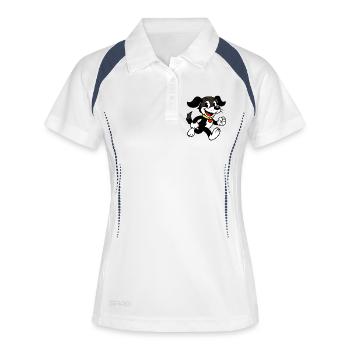 Chien joueur avec motif cœur - Polo respirant Femme - blanc/marine - Devant