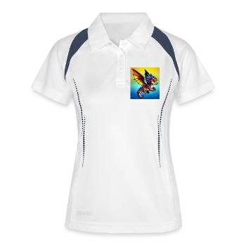 Drache - Frauen Polo atmungsaktiv - Weiß/Navy - Vorne