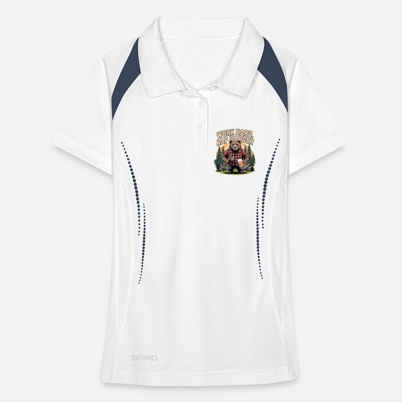 Work Hard Nap Harder Bear Women's Polo breathable