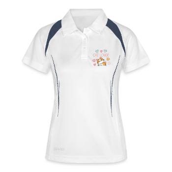 Niedliche und farbenfrohe Katzenzeichnung für den Innenbereich - Frauen Polo atmungsaktiv - Weiß/Navy - Vorne