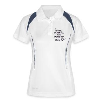 Fleißig und mein Bestes geben - Frauen Polo atmungsaktiv - Weiß/Navy - Vorne