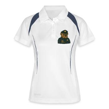 Bulldogge Offizier Abzeichen T-Shirt - Frauen Polo atmungsaktiv - Weiß/Navy - Vorne