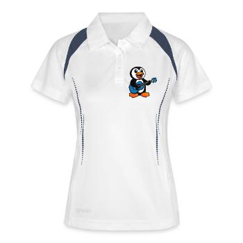 Mignon pingouin guitare guitariste musique chanteur Chibi - Polo respirant Femme - blanc/marine - Devant