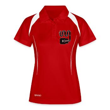 Neon-Umriss-Abstrakte Gitarre - Frauen Polo atmungsaktiv - Weiß/Navy - Vorne