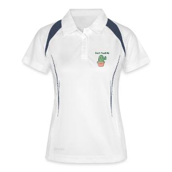 Cactus timide: Don’t Touch Me - Polo respirant Femme - blanc/marine - Devant