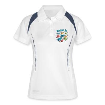 Send It Papierflugzeuge - Frauen Polo atmungsaktiv - Weiß/Navy - Vorne