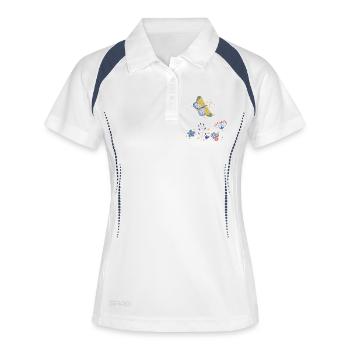 Schmetterling Blumenmosaik - Frauen Polo atmungsaktiv - Weiß/Navy - Vorne