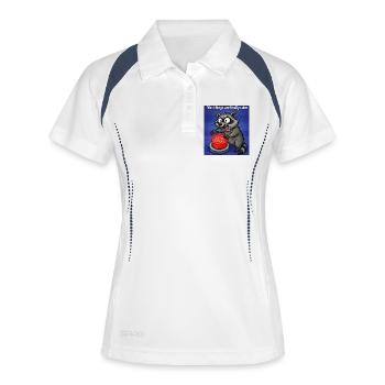 Waschbär-Selbstzerstörungs-Meme - Frauen Polo atmungsaktiv - Weiß/Navy - Vorne
