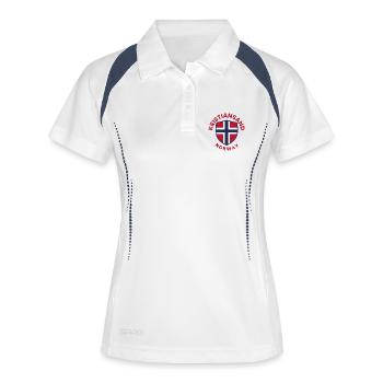 Kristiansand-Norwegen-Schildemblem - Frauen Polo atmungsaktiv - Weiß/Navy - Vorne