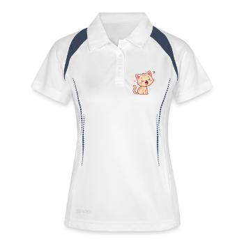 Sleeping Kitten and Pastel Stars - Women's Polo breathable - white/navy - Front