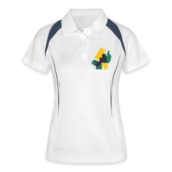 Abstrakte Wüstenlandschaft - Frauen Polo atmungsaktiv - Weiß/Navy - Vorne