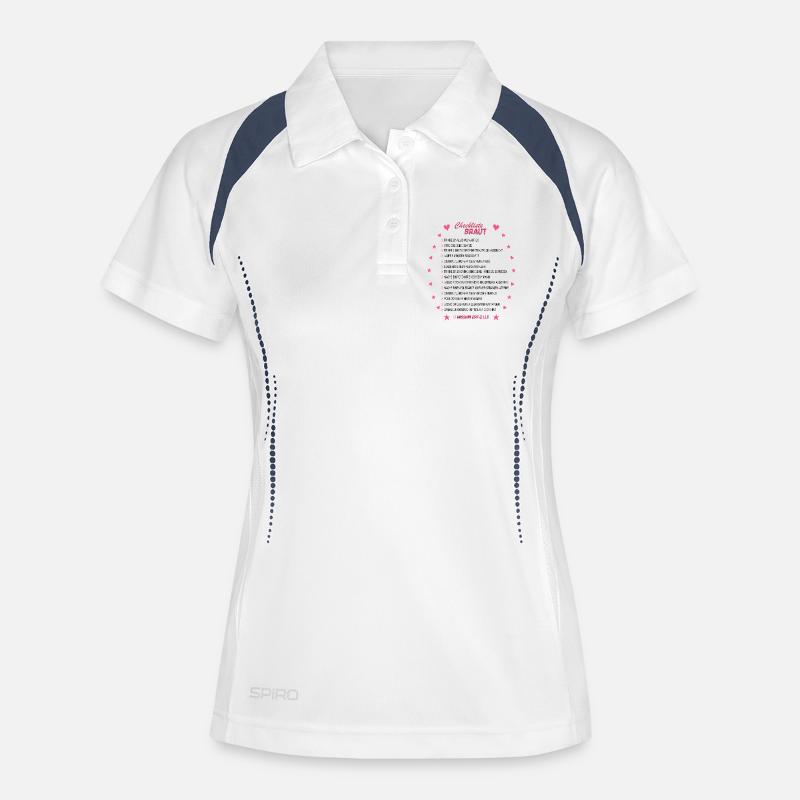 Braut Checkliste Pink - Frauen Polo atmungsaktiv - Weiß/Navy