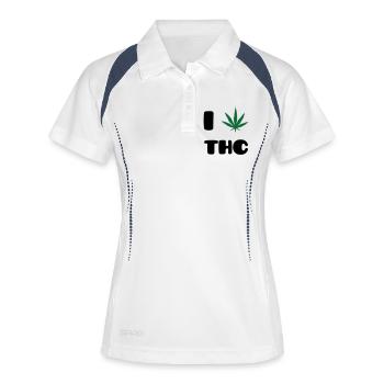 I Love THC - Weed - Cannabis - Polo respirant Femme - blanc/marine - Devant