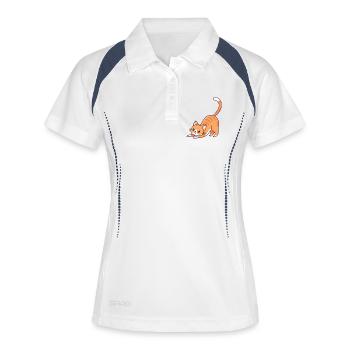 Orange kitten stretching - Women's Polo breathable - white/navy - Front
