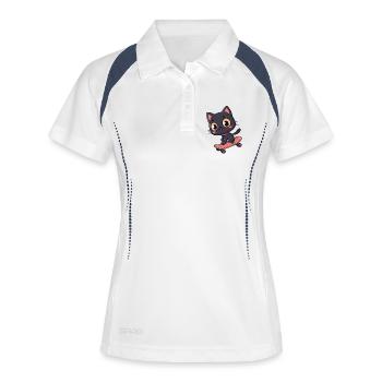 Black Cat on Cartoon Skateboard - Women's Polo breathable - white/navy - Front