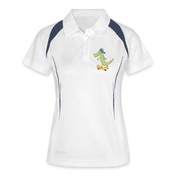 cooles Skater KROKO - Frauen Polo atmungsaktiv - Weiß/Navy - Vorne