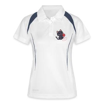 Chaton laine rouge motif doux - Polo respirant Femme - blanc/marine - Devant
