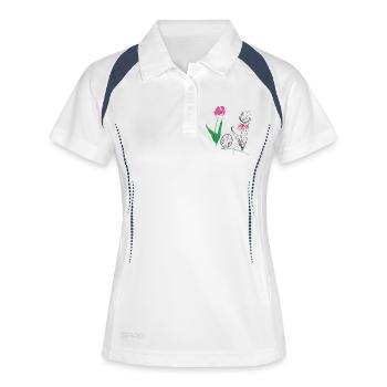  Ostern - Frauen Polo atmungsaktiv - Weiß/Navy - Vorne