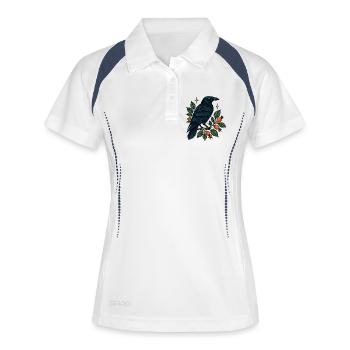 Midnight blue crow on the berry branch - Women's Polo breathable - white/navy - Front