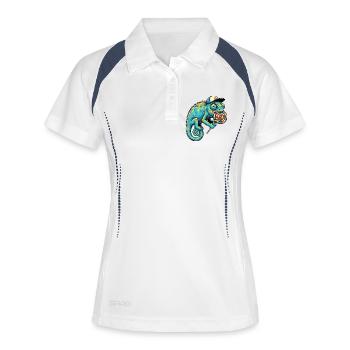 Caméléon drôle avec une sucette - Polo respirant Femme - blanc/marine - Devant