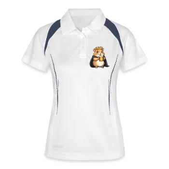 Roi de la bière hamster - Polo respirant Femme - blanc/marine - Devant