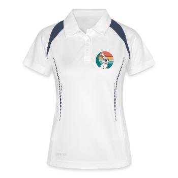 Lapin rétro au soleil - Polo respirant Femme - blanc/marine - Devant
