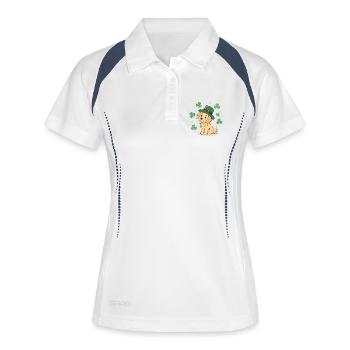 Little Labrador Dog Leprechaun Clubs - Frauen Polo atmungsaktiv - Weiß/Navy - Vorne