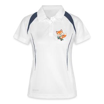 Fuchs auf niedlichem Skateboard - Frauen Polo atmungsaktiv - Weiß/Navy - Vorne