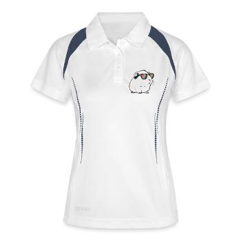 Cochon d'Inde avec lunettes de soleil rétro - Polo respirant Femme - blanc/marine - Devant