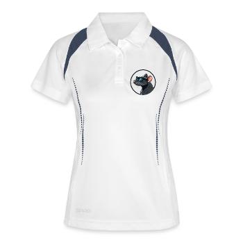 Elegante Ratte mit Gläser im Kreis - Frauen Polo atmungsaktiv - Weiß/Navy - Vorne