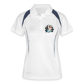 Cow Surfer Sonne und Brille - Frauen Polo atmungsaktiv - Weiß/Navy - Vorne