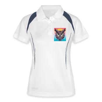 Eule - Frauen Polo atmungsaktiv - Weiß/Navy - Vorne