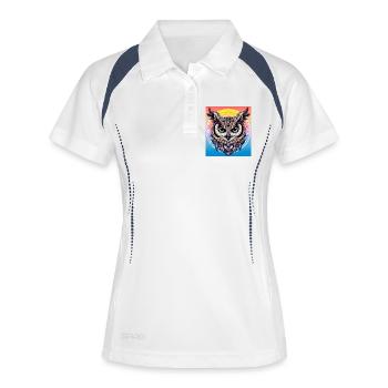 Eule - Frauen Polo atmungsaktiv - Weiß/Navy - Vorne