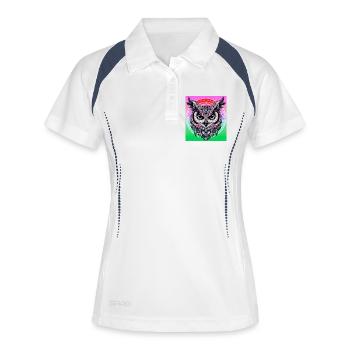 Eule - Frauen Polo atmungsaktiv - Weiß/Navy - Vorne