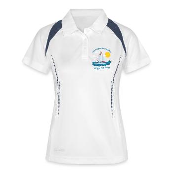 Rentner, Der Vermögensverwalter - Frauen Polo atmungsaktiv - Weiß/Navy - Vorne
