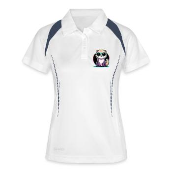 Furet Kawaii Néon Cool - Polo respirant Femme - blanc/marine - Devant