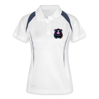 Neon-Regenbogen-Hamsterbrille - Frauen Polo atmungsaktiv - Weiß/Navy - Vorne