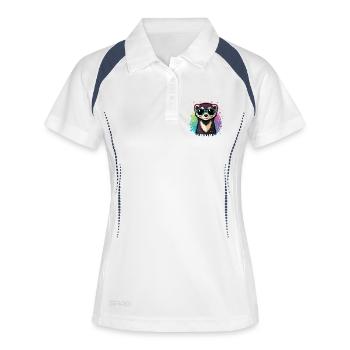 Regenbogenotterblaue Brille - Frauen Polo atmungsaktiv - Weiß/Navy - Vorne