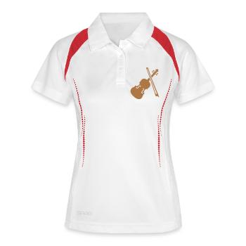Geige Violine Bratsche - Frauen Polo atmungsaktiv - Weiß/Navy - Vorne