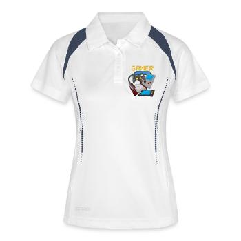 Retro Gamer Devices Mix – Gaming Nostalgie - Frauen Polo atmungsaktiv - Weiß/Navy - Vorne
