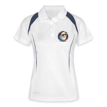 Schaf-Regenbogen-Gläser - Frauen Polo atmungsaktiv - Weiß/Navy - Vorne