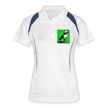 Papageitaucher - Frauen Polo atmungsaktiv - Weiß/Navy - Vorne