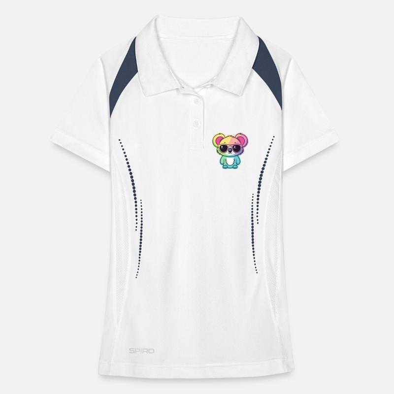 Regenbogen-Neon-Koala mit Brille Frauen Polo atmungsaktiv