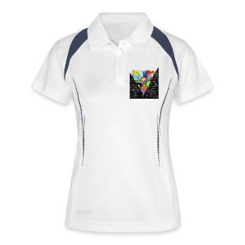 Mostriciattoli_colorati - Frauen Polo atmungsaktiv - Weiß/Navy - Vorne